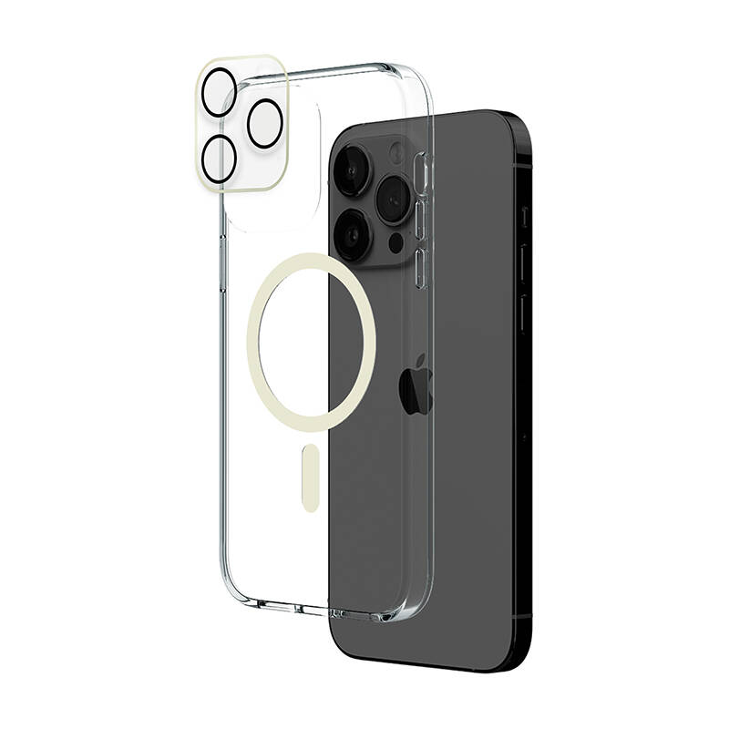 Embrace Vibrant Style and Unwavering Protection with white Silkprint Camera Lens Protector and Phone Case for iPhone 15 Pro /Pro Max