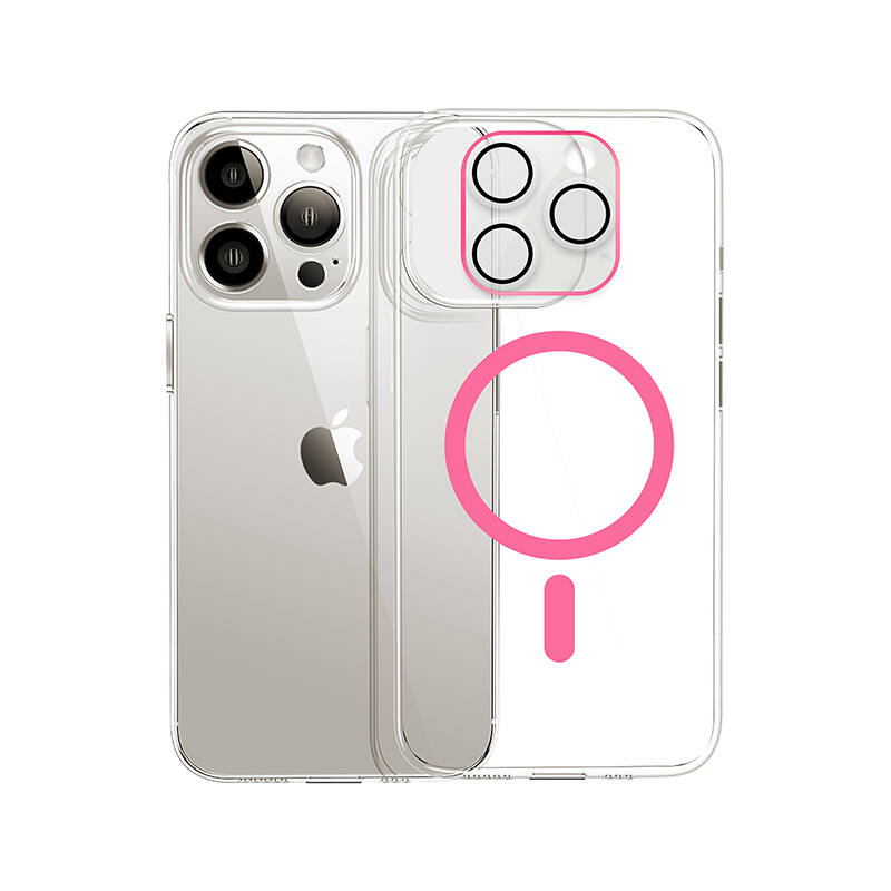 Illuminate Your iPhone 15 Pro/Pro Max with Nighttime Luminous Pink Silkprint Camera Lens Protector